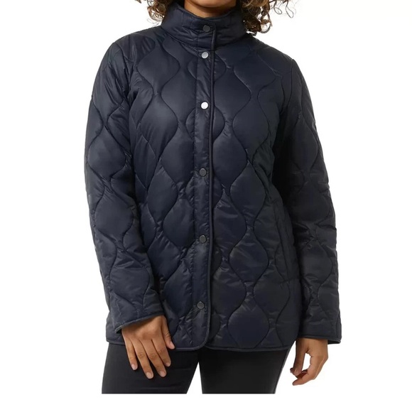 NWT 32 Degrees Women's Quilted Mockneck Lined Snap Jacket Navy, size XL - Picture 1 of 5